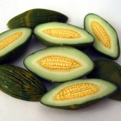 melon, piel,  half