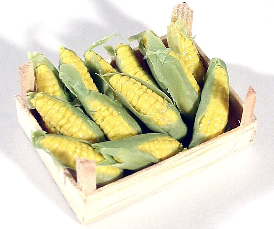 TX Miniatures Market Place Trade html Crates and Baskets, Sweetcorn, Crate