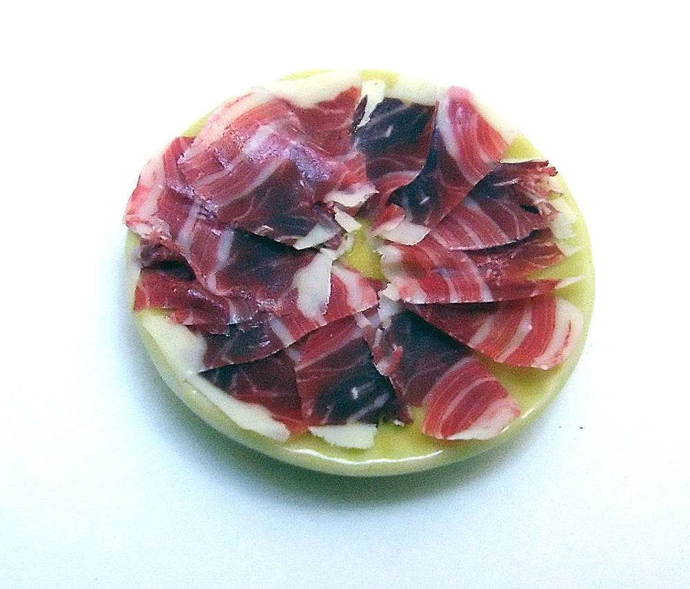 TX Miniatures Market Place html Plated Meals, Jamon Iberico style plate