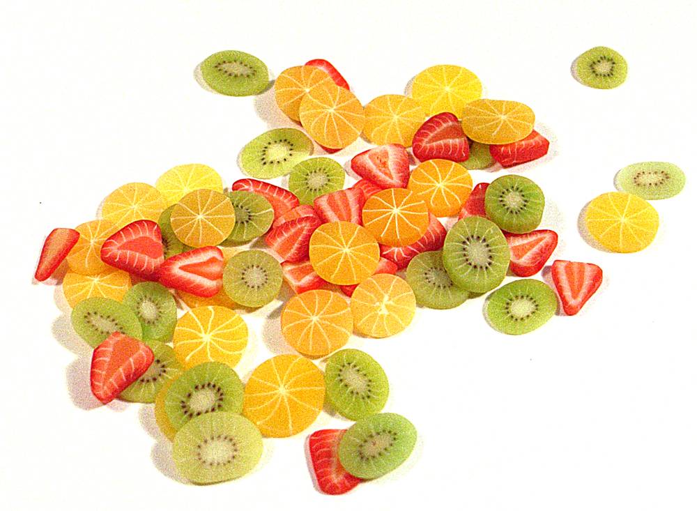 TX Miniatures Market Place html Dollshouse Slices, Exotic Fruit Slices (orange)