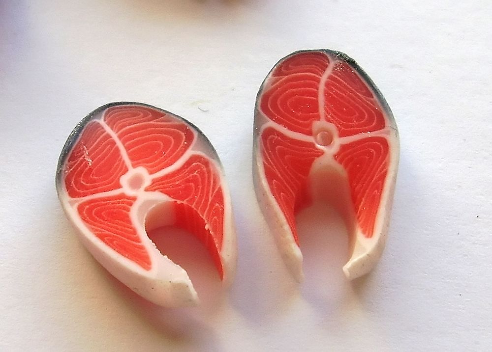 TX Miniatures Market Place html Fish, Salmon, Steaks x1