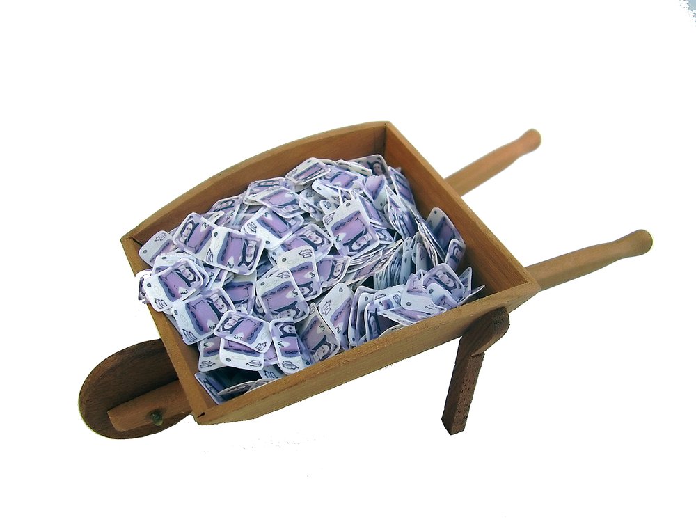 TX Miniatures Market Place Trade html Speciality or Novelty, Wheelbarrow Pounds