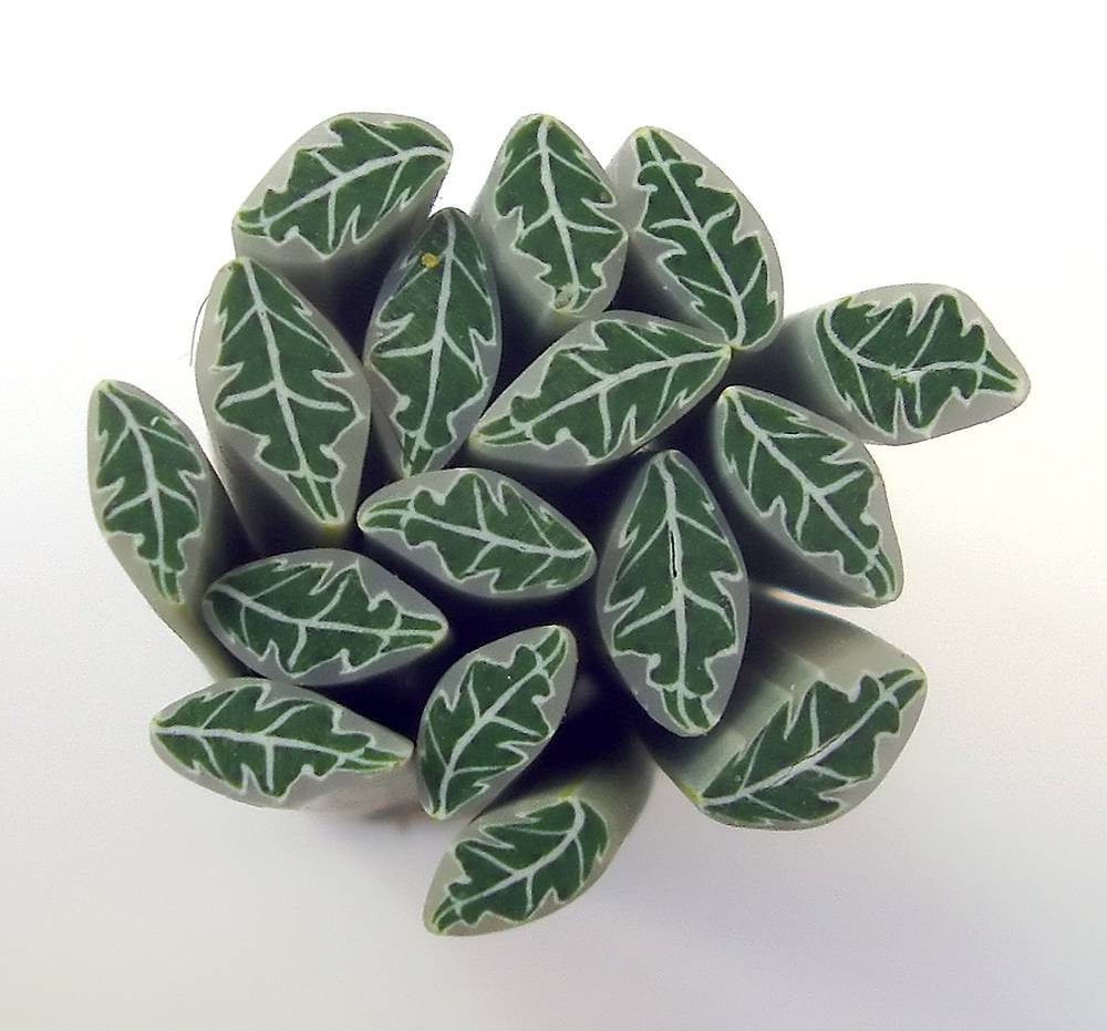 Canes  Fine and Superfine Slices html 6277, Batik leaf green#1 MultiCane
