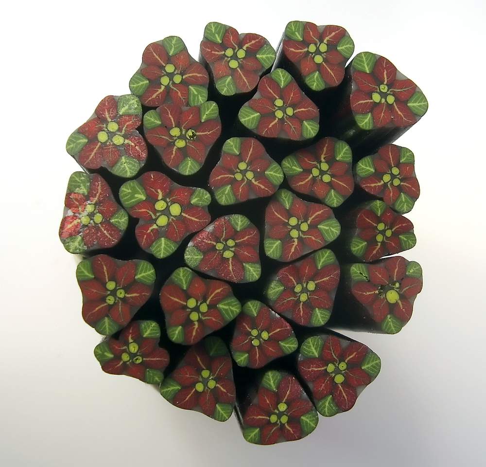 TX Canes  Fine and Superfine Slices html 6277, Poinsettia MultiCane