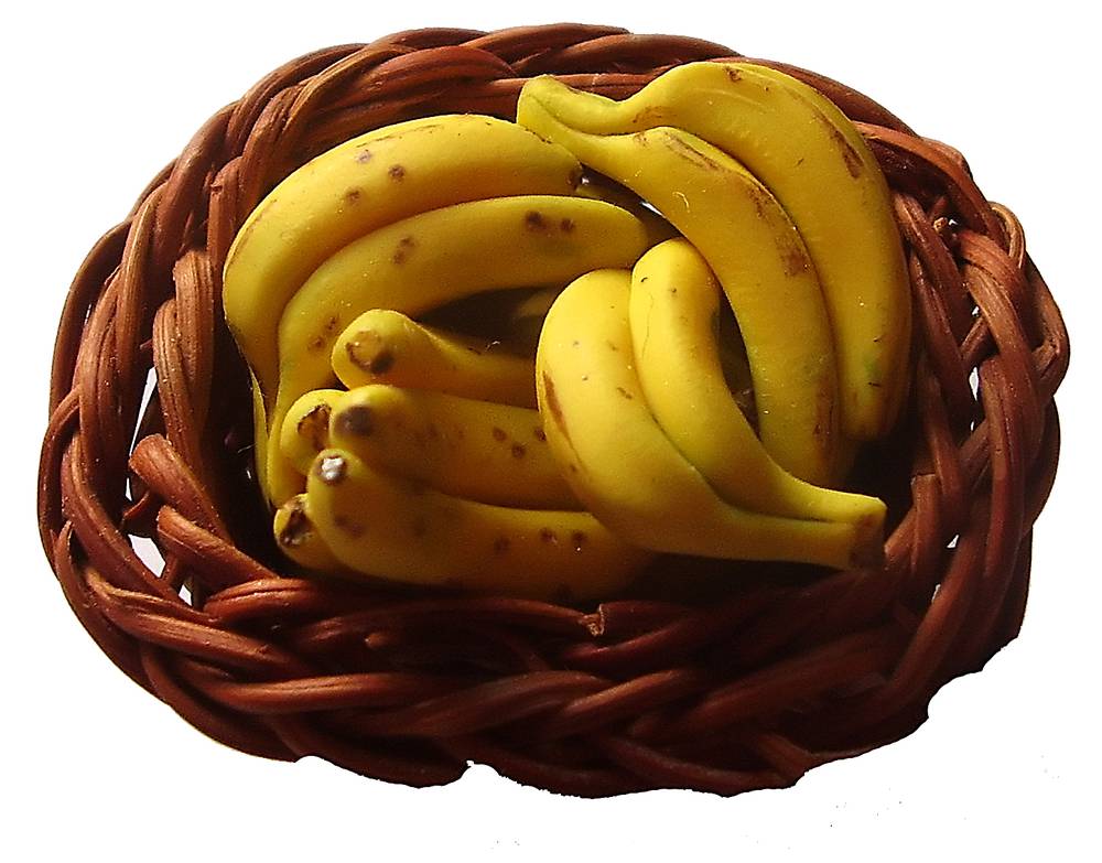 TX Miniatures Market Place Trade html Crates and Baskets, Bananas Basket